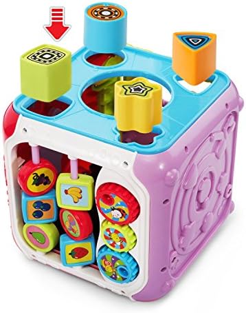 VTech Sort and Discover Activity Cube Frustration Free Packaging Pink
