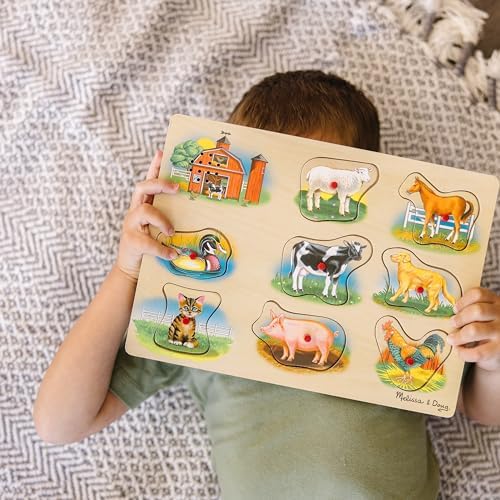 Melissa & Doug Melissa Doug Farm Sound Puzzle - Wooden Peg Puzzle With Sound Effects 9 pcs