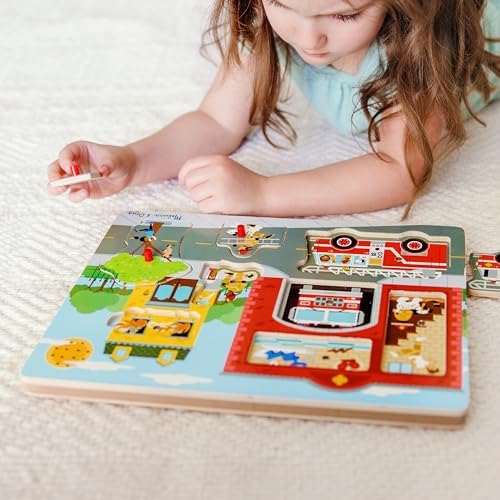 Melissa & Doug Melissa Doug Around the Fire Station Sound Puzzle - Wooden Peg Puzzle 8 pcs