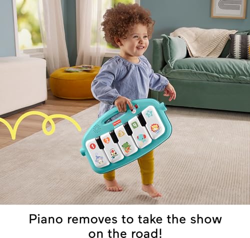 Fisher-Price Baby Playmat Glow and Grow Kick Play Piano Gym Blue Musical Learning Toy