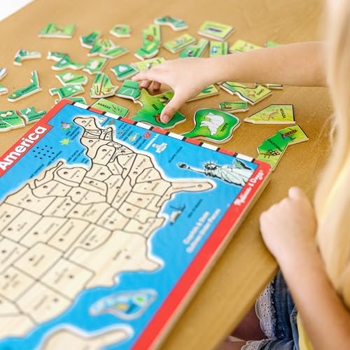 Melissa & Doug Melissa Doug USA Map Sound Puzzle - Wooden Puzzle With Sound Effects 40 pcs