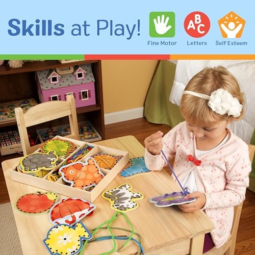 Melissa & Doug Melissa Doug Alphabet Wooden Lacing Cards With Double-Sided Panels and