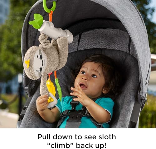 Fisher-Price Baby Toy Slow Much Fun Stroller Sloth Travel Activity with Motion Sensory