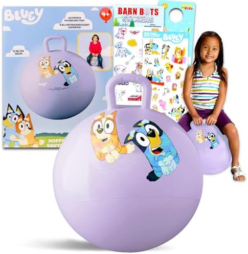 Disney Bluey Hopper Ball Outdoor Toy Set - Bundle Includes Bluey 15 Hopper Ball for Boys