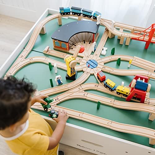 Melissa & Doug Melissa Doug Wooden Railway Set 130 Pieces - Wooden Train Set for Toddlers