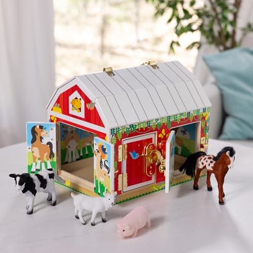 Melissa & Doug Melissa Doug Latches Barn Toy Sensory Activity Doors And Locks Toy Farm