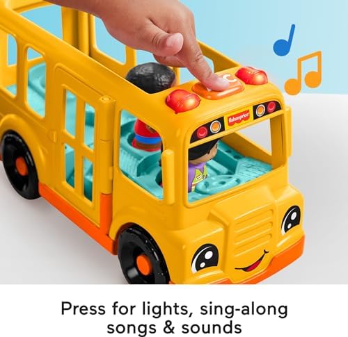 Fisher-Price Little People Toddler Toy School Bus Musical Push-Along Vehicle