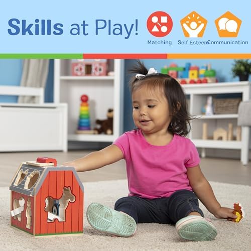 Melissa & Doug Melissa Doug Wooden Take-Along Barn Toy with Flip-Up Roof and Handle 10