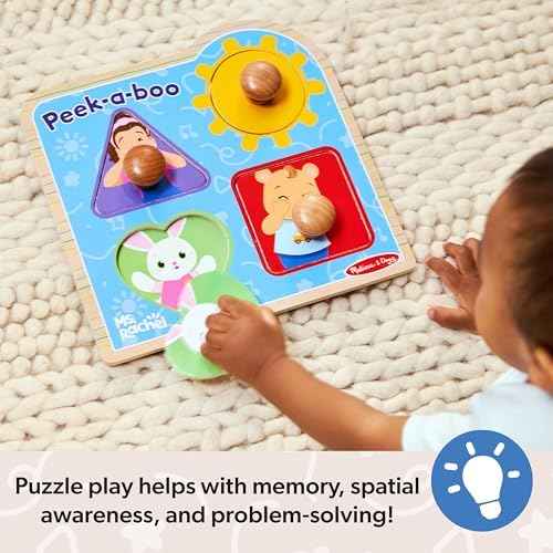 Melissa & Doug Melissa Doug Ms. Rachela Wooden Peek-a-Boo Jumbo Peg Puzzle