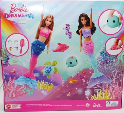 Barbie Mermaid Set With 2 Brunette Dolls 12-In30.40-Cm 4 Sea Pet