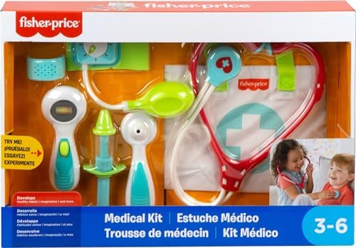 Fisher-Price Preschool Pretend Play Medical Kit 7-Piece Doctor Bag for Ages Years