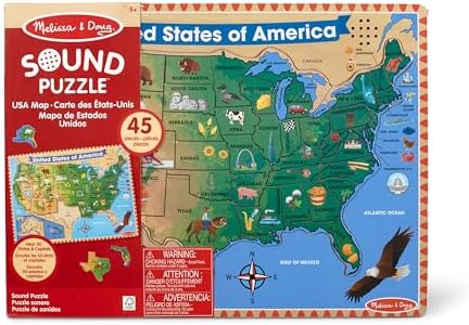 Melissa & Doug Melissa Doug USA Map Sound Puzzle - Wooden Puzzle With Sound Effects 40 pcs
