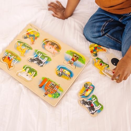 Melissa & Doug Melissa Doug Farm Sound Puzzle - Wooden Peg Puzzle With Sound Effects 9 pcs