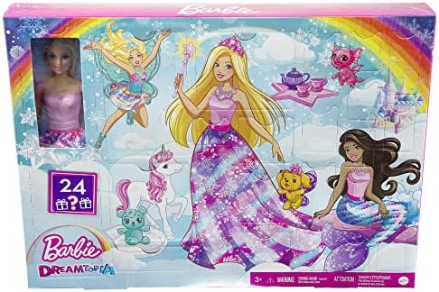 Barbie Dreamtopia Advent Calendar Fantasy-Themed with 24 Surprises Daily Include Barbie Fashion Doll