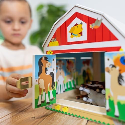 Melissa & Doug Melissa Doug Latches Barn Toy Sensory Activity Doors And Locks Toy Farm
