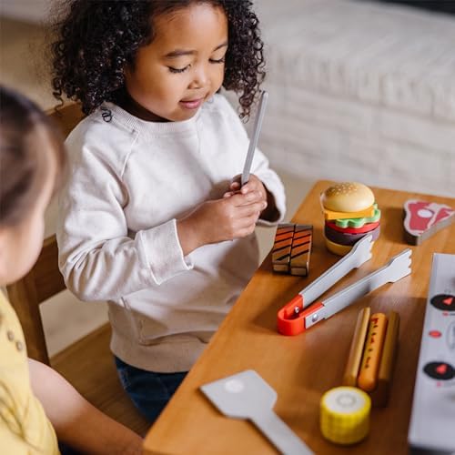 Melissa & Doug Melissa Doug Grill and Serve BBQ Set 20 pcs - Wooden Play Food and