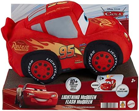 Mattel Disney Pixar Cars Lightning McQueen Talking Plush Toy Car with 10 Sounds 10-inch