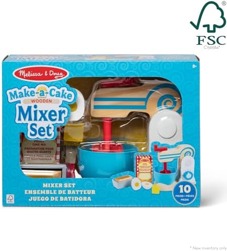 Melissa & Doug Melissa Doug Wooden Make-a-Cake Mixer Set 11 pcs - Play Food and Kitchen Kitchen Playset