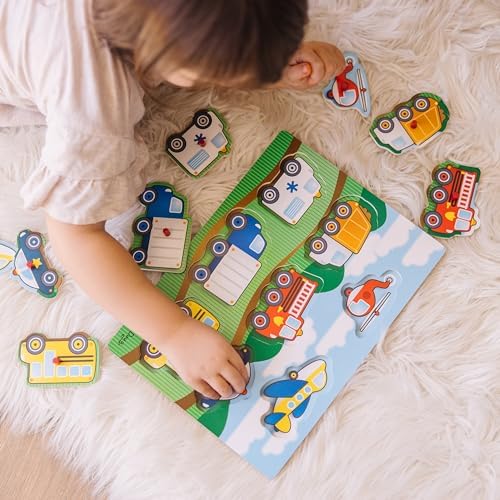Melissa & Doug Melissa Doug Vehicles Wooden Peg Puzzle 8 pcs