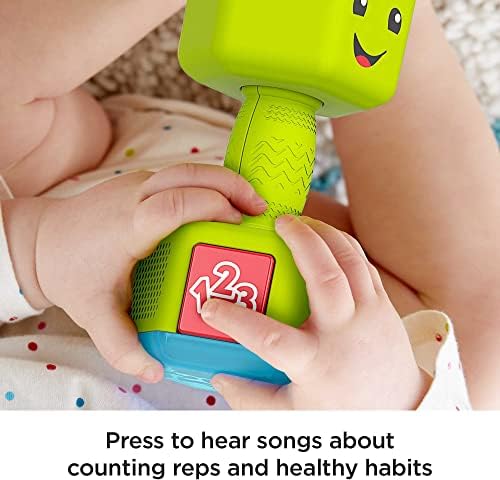 Fisher-Price Baby Toddler Toy Laugh Learn Countin' Reps Dumbbell Rattle with Learning