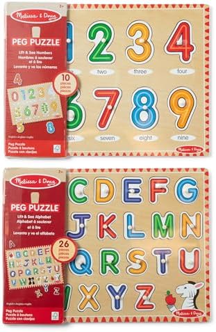 Melissa & Doug Melissa Doug Wooden Lift See Peg Puzzle