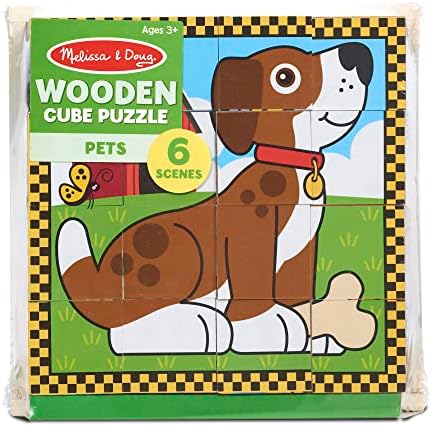 Melissa & Doug Melissa Doug Pets Wooden Cube Puzzle With Storage Tray 16 pcs