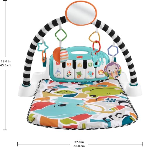 Fisher-Price Baby Playmat Glow and Grow Kick Play Piano Gym Blue Musical Learning Toy