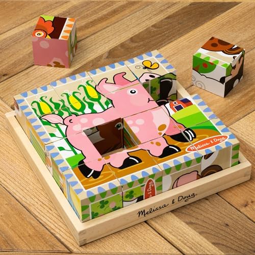Melissa & Doug Melissa Doug Farm Wooden Cube Puzzle