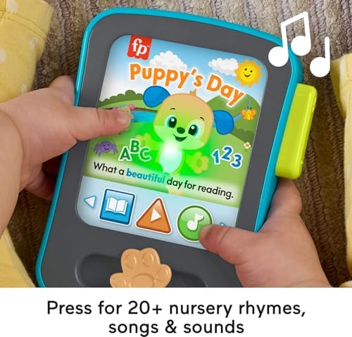 Fisher-Price Baby Learning Toy Laugh Learn Puppy's Storytime Reader Pretend Tablet with