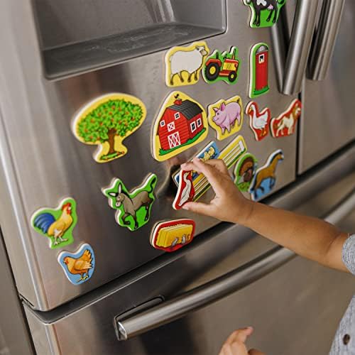 Melissa & Doug Melissa Doug 20 Wooden Farm Magnets in a Box Cute Barnyard Animal Fridge