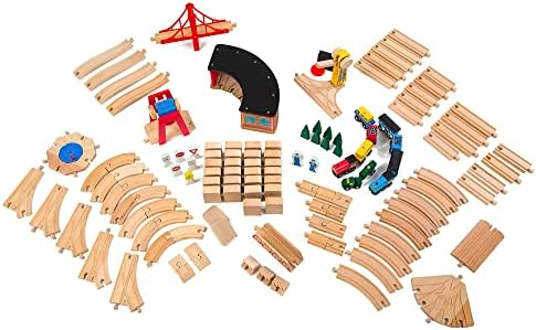 Melissa & Doug Melissa Doug Wooden Railway Set 130 Pieces - Wooden Train Set for Toddlers