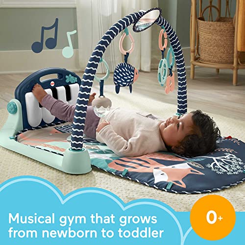 Fisher-Price Baby Playmat Glow and Grow Kick Play Piano Gym Blue Musical Learning Toy
