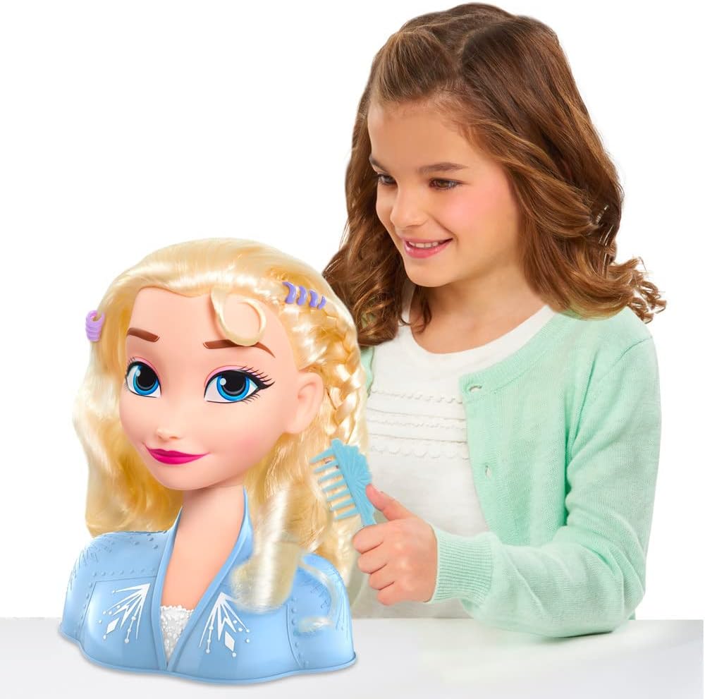 Disney Elsa Styling Head A" 18-Piece Set with Wear & Share Accessories Blonde Hair – 18