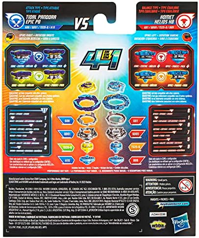 BEYBLADE Hasbro Beyblade Burst QuadStrike Komet Helios H8 and Tidal Pandora Epic P8