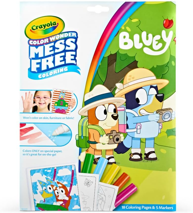 Crayola Bluey Color Wonder Coloring Set 18 Bluey Coloring Pages Mess Free Coloring for Toddlers Bluey Toys Holiday Gifts for Kids Stocking Stuffer – 18