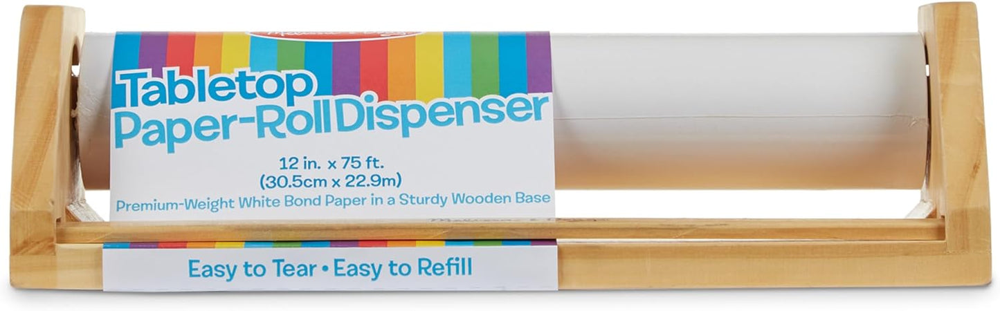 Melissa & Doug Melissa Doug Wooden Tabletop Paper Roll Dispenser With White Bond Paper 12