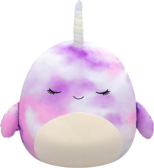 Squishmallows Original 20-Inch Nabila Purple Tie-Dye Narwhal - Official Jazwares Jumbo Plush