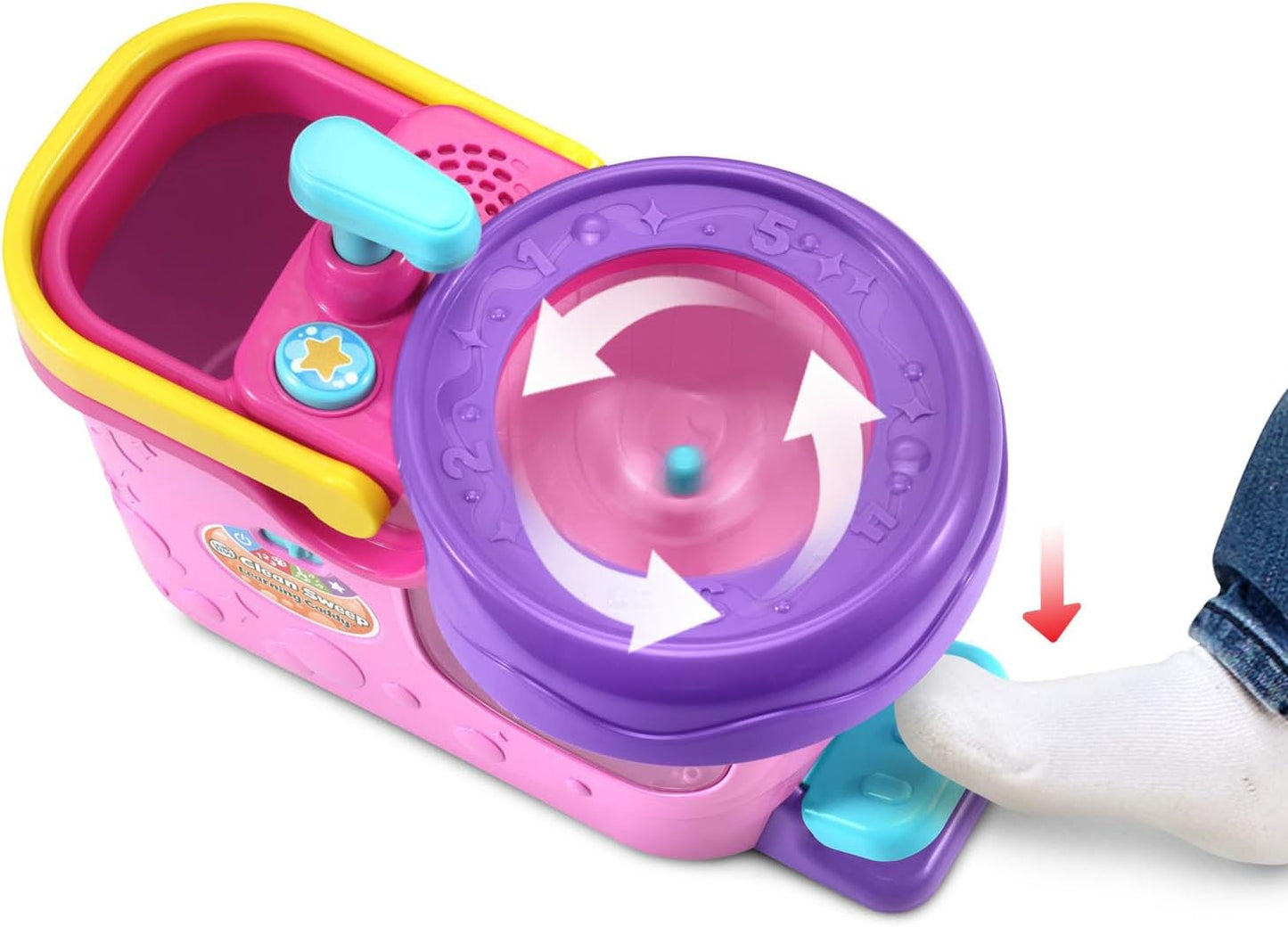 LeapFrog Clean Sweep Learning Caddy Mop and Broom Cleaning Toy Set for Ages 3-5 Pink