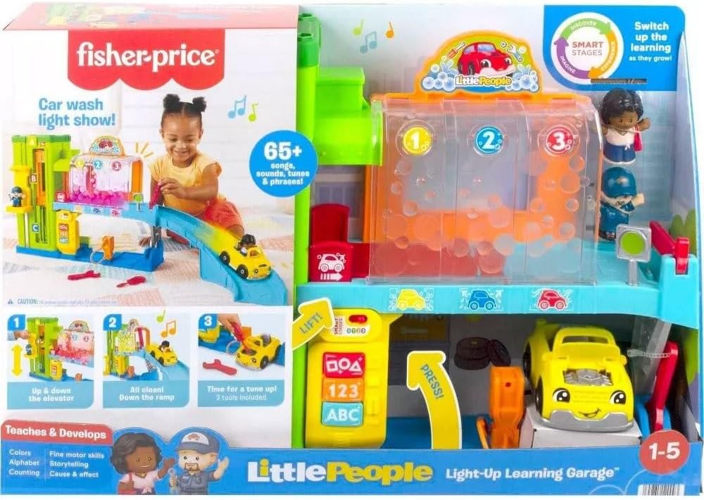 Fisher-Price Little People Toddler Toy Light-Up Learning Garage Playset