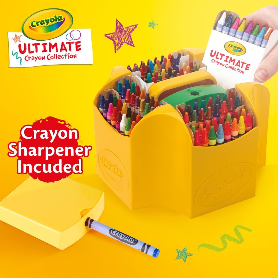 Crayola Ultimate Crayon Box Collection 152ct Bulk Crayon Caddy Classic Glitter Colors