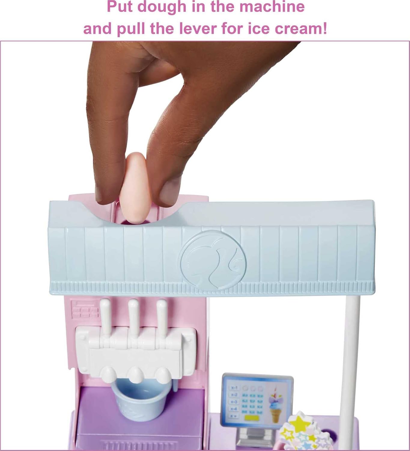 Barbie Careers Playset Ice Cream Shop Set with Brunette Fashion Doll Ice Cream Machine Molds Dough & Accessories