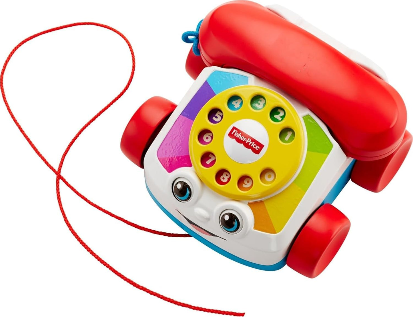 Fisher-Price Toddler Pull Toy Chatter Telephone Pretend Phone with Rotary Dial and Wheels