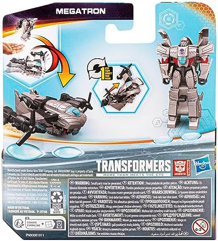 Transformers EarthSpark 1-Step Flip Changer Megatron 4-Inch Action Figure Robot for