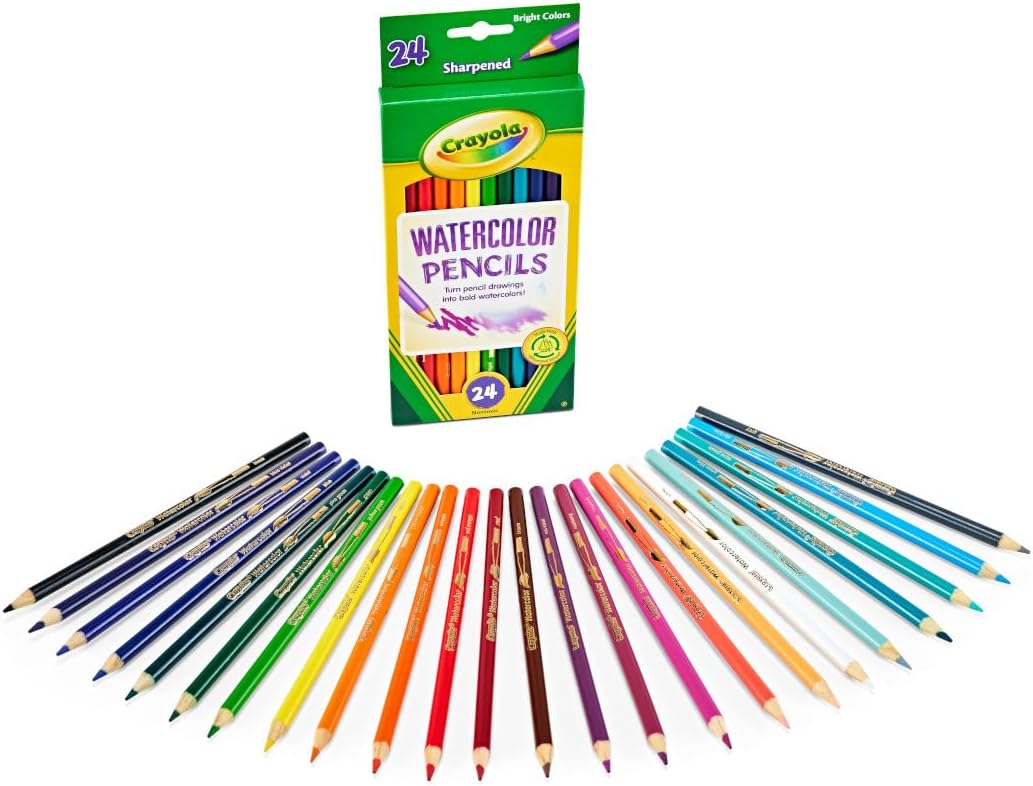 Crayola Watercolor Colored Pencils (24ct) A" Watercolor Paint Alternative – 24