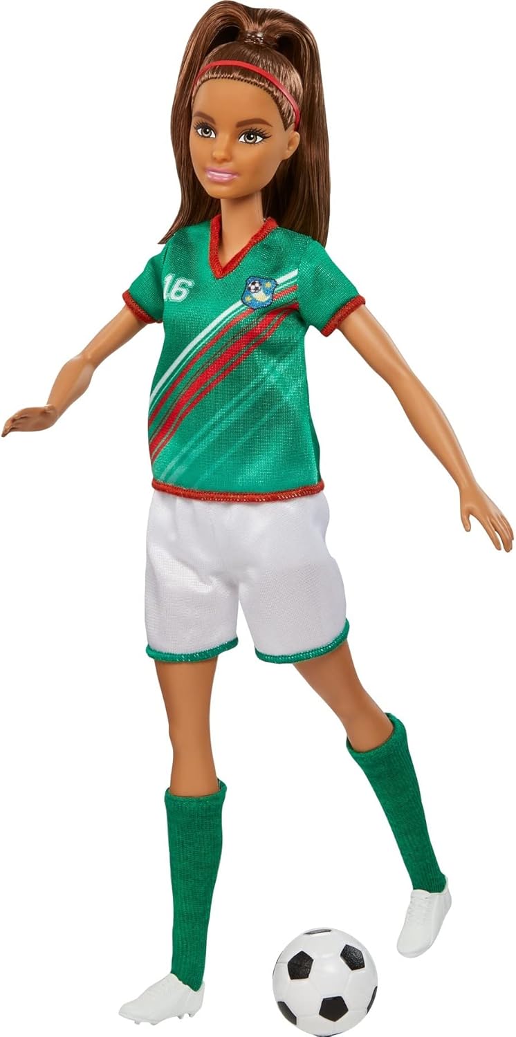 Barbie Careers Soccer Player Doll - #16 Uniform Ponytail Cleats Socks & Soccer Ball – 16