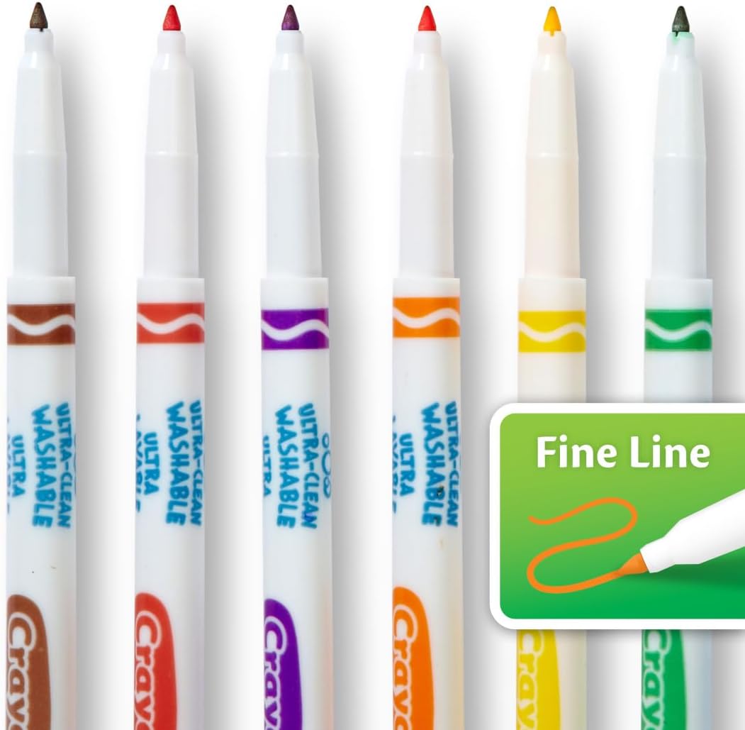 Crayola Ultra Clean Fine Line Washable Markers 40ct Colored Markers for Fine Tip Coloring