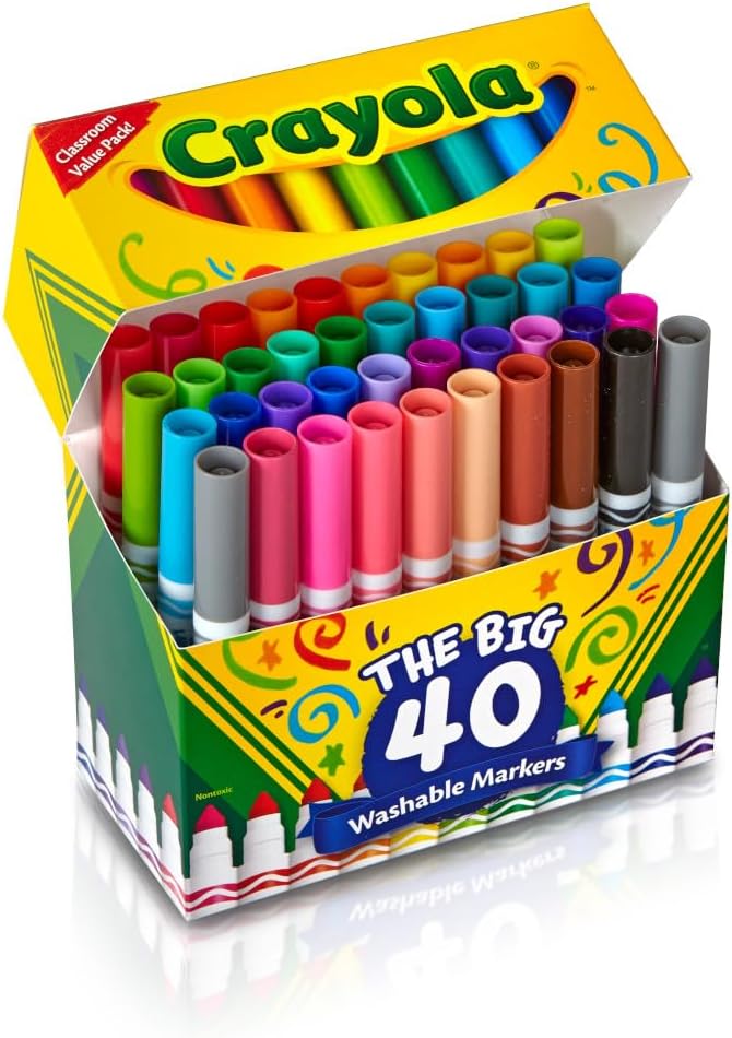 Crayola Ultra Clean Washable Markers A" 40-Count Set for Kids – 40