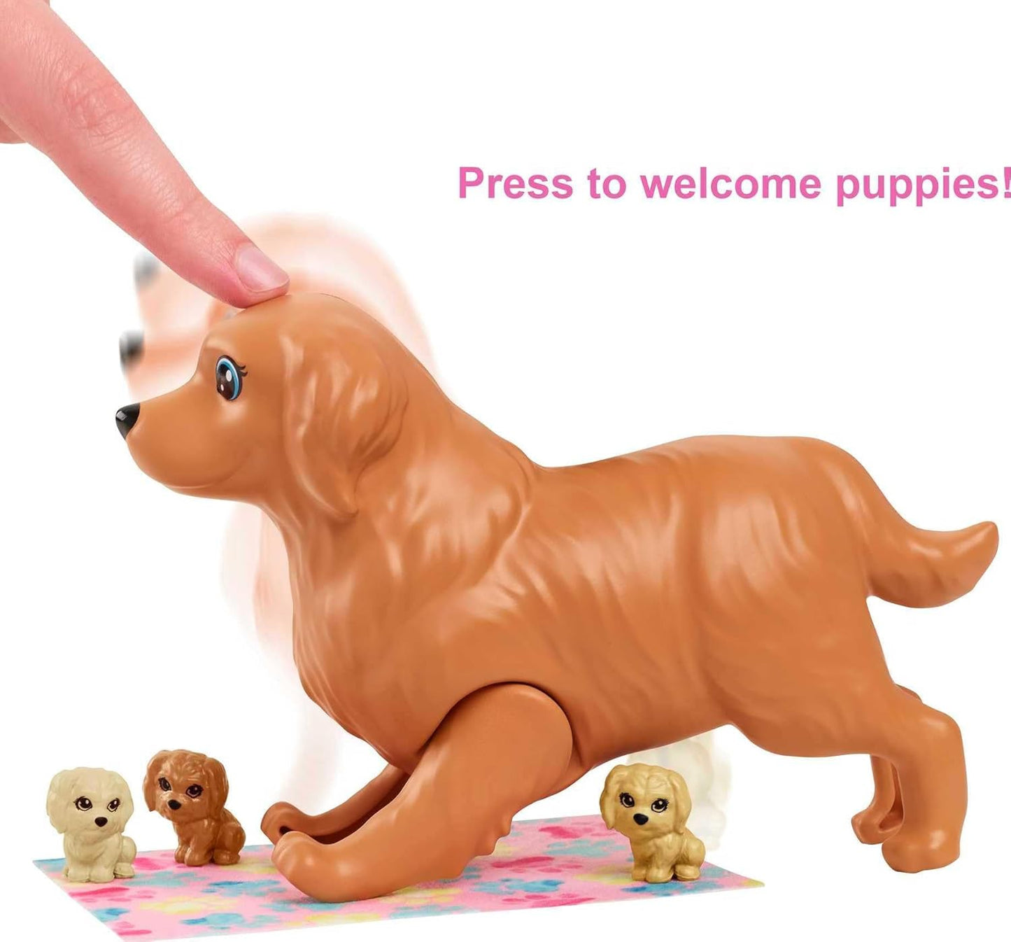 Barbie Doll Pets Set Blonde with Mommy Dog 3 Newborn Puppies with Color-Change Feature Pet