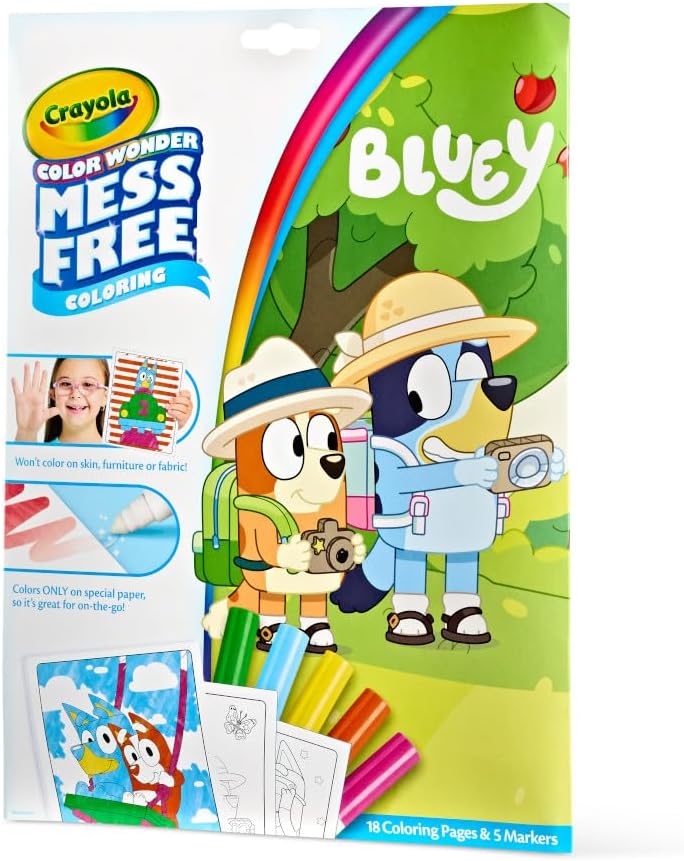 Crayola Bluey Color Wonder Coloring Set 18 Bluey Coloring Pages Mess Free Coloring for Toddlers Bluey Toys Holiday Gifts for Kids Stocking Stuffer – 18