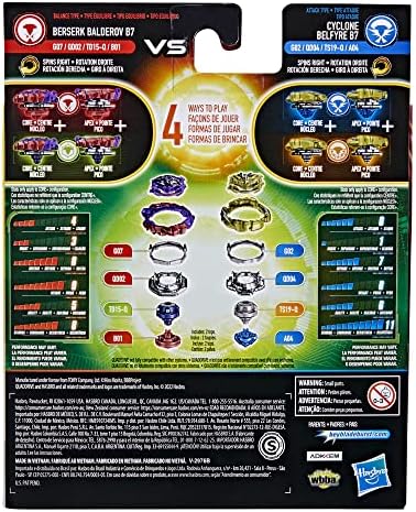 Beyblade Hasbro Burst QuadDrive Berserk Balderov B7 and Cyclone Belfyre B7 Spinning Top